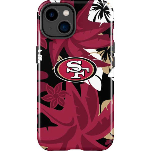 NFL San Francisco 49ers Tropical Print iPhone 15 Impact Case